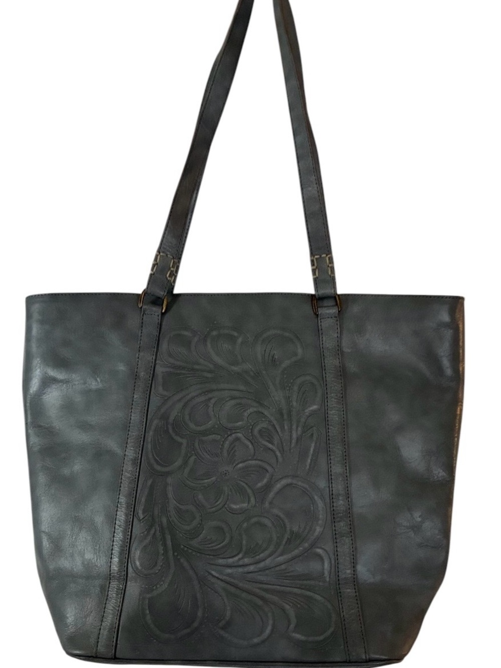 Kathy Barrett Leaders In Leather Wild Flower‎ Powder Blue Tote Bag.